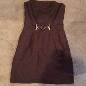 Milly brown linen strapless dress